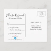 Midnight Blue en Roze Rose bruiloft - RSVP Uitnodiging Briefkaart (Achterkant)