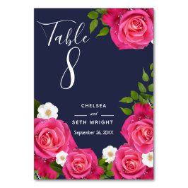 Midnight Blue en Roze Rose bruiloft - Tafelnummer