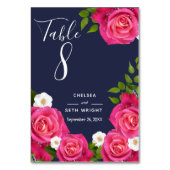 Midnight Blue en Roze Rose bruiloft - Tafelnummer (Achterkant)