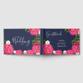 Midnight Blue en roze Rose Wedding Gastenboek (Volledig)