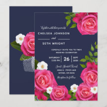Midnight Blue en roze Rose Wedding