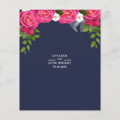 Midnight Blue en roze Rose Wedding - Menu (Achterkant)