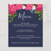 Midnight Blue en roze Rose Wedding - Menu (Voorkant)