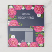 Midnight Blue en roze Rose Wedding Plaatskaartje (Buitenkant ongevouwen)