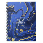 Midnight Blue en Silver Faux Glitter Agate Notitieboek (Voorkant)