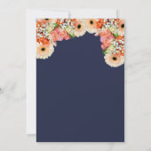 Midnight Blue en Sinaasappel Bloemen Huwelijk Kaart (Achterkant)