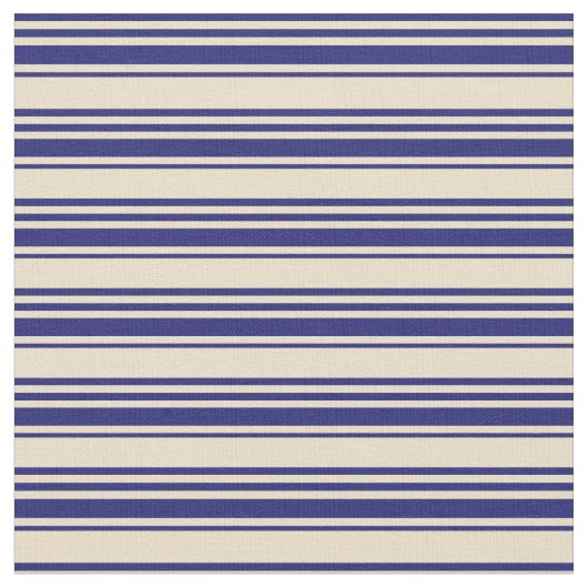Midnight Blue en Tan Lined Pattern Stof (Close Up)