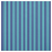 Midnight Blue en Turquoise Lined/Striped Pattern Stof (Swatch)