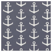 Midnight Blue en White Anchor Pattern Stof (Close Up)