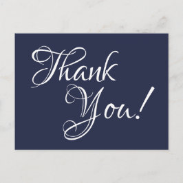 Midnight Blue en White Calligraphy Dank je Briefkaart