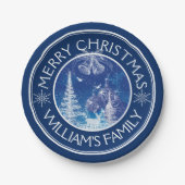 Midnight Blue en White Enchanted Kerstmis Papieren Bordje (Voorkant)
