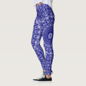Midnight Blue en White Mandala Patroon Leggings (Links)