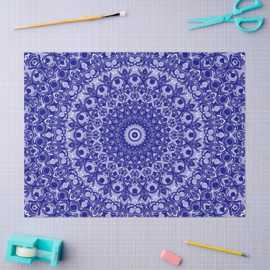 Midnight Blue en White Mandala Patroon Tissuepapier (Craft)