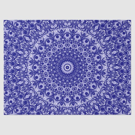 Midnight Blue en White Mandala Patroon Tissuepapier (Voorkant)