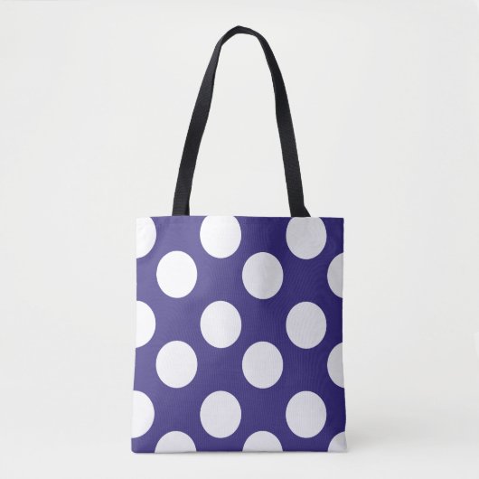 Midnight Blue en White Polka Dot Tas (Voorkant)