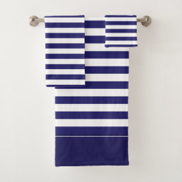 Midnight Blue en White Striped Bath Towel Set Bad Handdoek