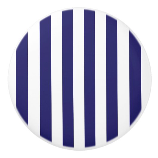 Midnight Blue en White Striped Ceramic Knob Keramische Knop (Voorkant)