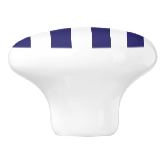 Midnight Blue en White Striped Ceramic Knob Keramische Knop (Zijkant)