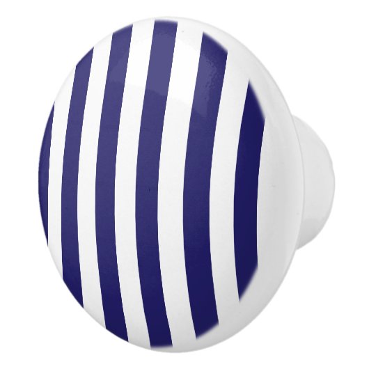 Midnight Blue en White Striped Ceramic Knob Keramische Knop (Rechts)