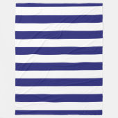 Midnight Blue en White Striped Fleece Blanket (Voorkant)