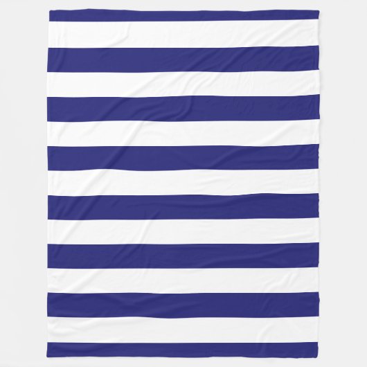 Midnight Blue en White Striped Fleece Blanket (Voorkant)