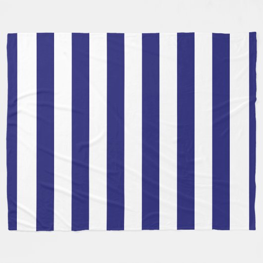 Midnight Blue en White Striped Fleece Blanket Deken (Voorkant (Horizontaal))