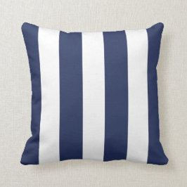 Midnight Blue en White Striped Kussen