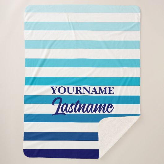 Midnight Blue en White Striped Sherpa Deken (Voorkant)