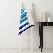 Midnight Blue en White Striped Sherpa Deken (In situ)