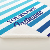 Midnight Blue en White Striped Sherpa Deken (3/4)