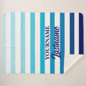 Midnight Blue en White Striped Sherpa Deken (Voorkant (horizontaal))