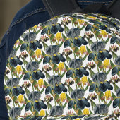 Midnight Blue en Yellow Iris Pattern Bedrukte Rugzak