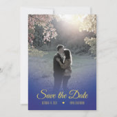 Midnight Blue en Yellow Save the Date Kaart (Voorkant)