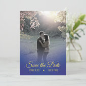 Midnight Blue en Yellow Save the Date Kaart (Staand voorkant)
