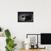 Midnight Blue Eyes — Zwarte Kat Muur Kunst Poster (Thuiskantoor)