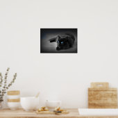 Midnight Blue Eyes — Zwarte Kat Muur Kunst Poster (Keuken)