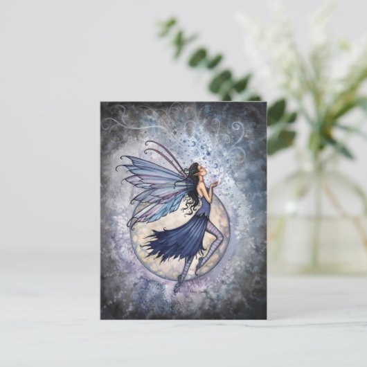 Midnight Blue Fairy Briefkaart beroemd gemaakt doo (Staand voorkant)