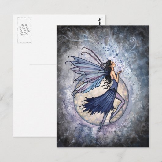 Midnight Blue Fairy Briefkaart beroemd gemaakt doo (Voorkant / Achterkant)