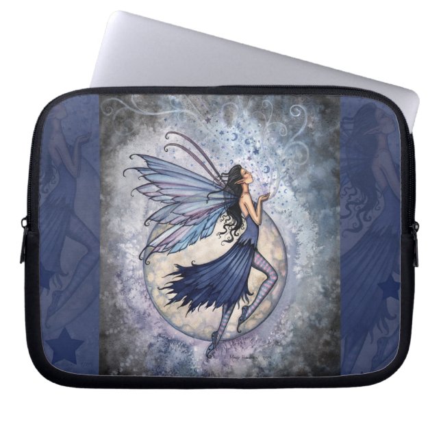 Midnight Blue Fairy Fantasy-laptophoes Laptop Sleeve (Voorkant)