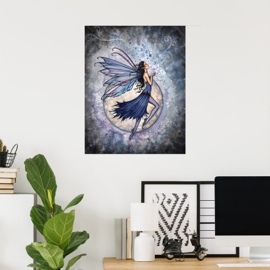 Midnight Blue Fairy Poster van Molly Harrison (Thuiskantoor)