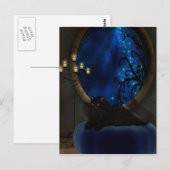 Midnight Blue Fantasy Cat Art Briefkaart (Voorkant / Achterkant)