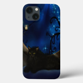 Midnight Blue Fantasy Cat iPhone 13 Hoesje