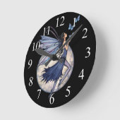 Midnight Blue Fantasy Fairy Art Wall-klok Ronde Klok (Hoek)