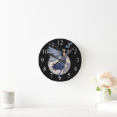 Midnight Blue Fantasy Fairy Art Wall-klok Ronde Klok (Huis)