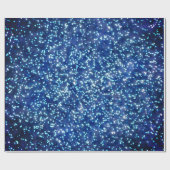 Midnight Blue Faux Glitter Ontwerp Cadeaupapier (Vlak)