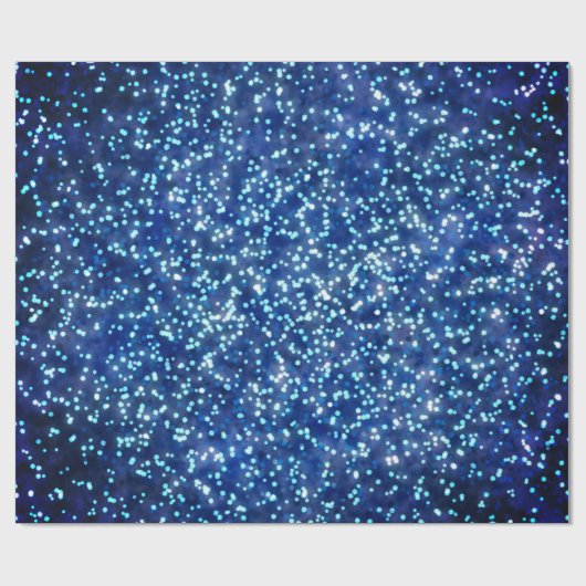 Midnight Blue Faux Glitter Ontwerp Cadeaupapier (Vlak)