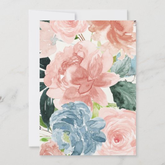 Midnight Blue Floral 50ste verjaardag uitnodiging (Achterkant)