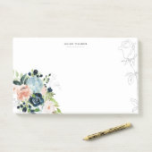 Midnight Blue Floral Blush Stationery Note Card (Op bureau)
