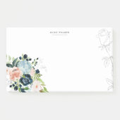 Midnight Blue Floral Blush Stationery Note Card (Voorkant)