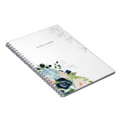 Midnight Blue Floral Blush Stationery Note Card Notitieboek (Rechterzijde)